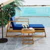 Lyngins Outdoor Acacia Wood Lounge Set – Patio Accent Chair & Ottoman with Removable Cushions, Side Table, All-Weather Outdoor Chaise Lounge/Daybed - 2 of 4