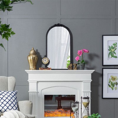 23" X 42"Vintage Arch Wood Mirror Antique Wall Mirror,Traditional Vintage Ornate Baroque Mirror,Wall Mounted Mirrors-The Pop Home