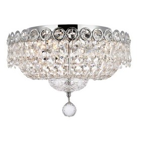 Elegant Lighting Century 4 light Chrome Flush Mount Clear Royal Cut Crystal - 1 of 4
