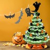 Costway 11.5'' Pre-Lit Ceramic Hand-Painted Tabletop Halloween Tree Battery Powered Green - 3 of 4