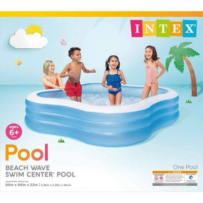 Blue and White Vinyl Square Family Pool