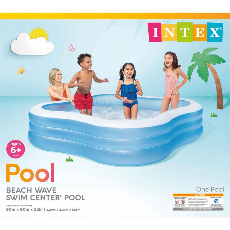 Intex Swim Center 90in x 90in x 2in Inflatable Play Kids Backyard Swimming Pool, 5 of 7