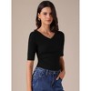 INSPIRE CHIC Women's V Neck Short Sleeve Stretchy Ruched Basic Casual Cropped Tops - 2 of 4