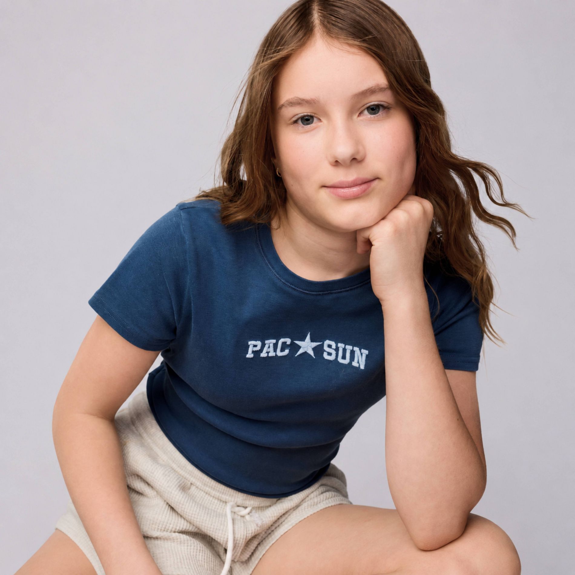 Pacsun Kids Girls' Baby Knit T-Shirt - Blue L