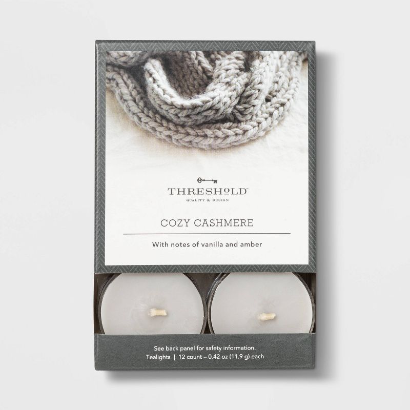 12pk Tealight Cozy Cashmere Candle - Threshold&#8482;, 1 of 4