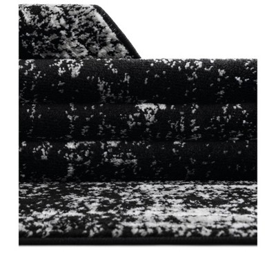 Reversible Medallion Square Indoor Rug in Black - Stain-Resistant Synthetic