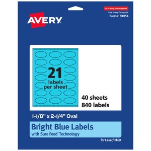 Avery Bright Blue Paper Labels, 1-1/8" x 2-1/4" Oval - 1 of 4