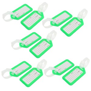 Unique Bargains Rectangle Design Plastic Bag Name Label Luggage Tag 10 Pcs Green White - 1 of 3