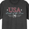 Americana USA Land Of The Free 76 Crew Neck Short Sleeve Charcoal Heather Men's T-shirt - 2 of 3
