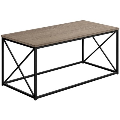 Vynxaria Contemporary Modern Rectangular Coffee/Accent/Cocktail Table 40.5"L×20"W×18"H, Brown Laminate/Black Metal X-Frame