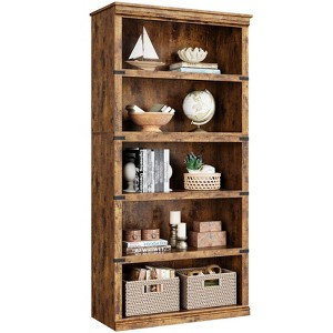 5 Tier Farmhouse Bookcase, 67.4" Tall Book Shelf with Storage, Wooden Bookshelves 5 Shelf Display Shelves - 1 of 4
