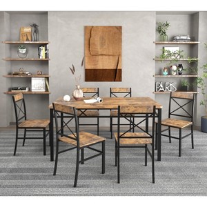 KTMBDW Dining Table Set, Kitchen Table with Chairs,Wood Breakfast Nook Table and Chairs for Dining Room, Brown - 1 of 4