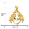 Black Bow Jewelry 14k Yellow Gold Diamond Cut Love Birds & Heart Pendant, 17mm (5/8 in) - 4 of 4