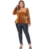 Agnes Orinda Women's Plus Size Velvet Formal Outfits Elegant Peplum Blouses - 3 of 4