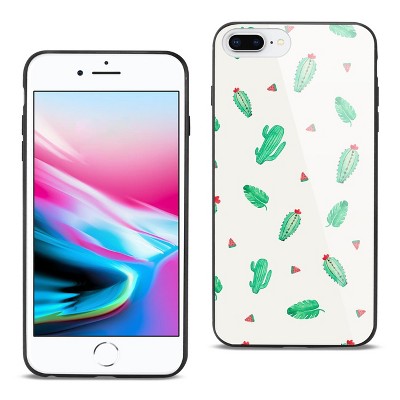 Reiko iPhone 8 Plus Hard Glass Design TPU Case with Cactus Design