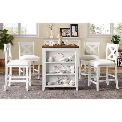 Xiyuyeu Dining Table Set For 4 5 Pieces Counter Height Rustic Farmhouse ...