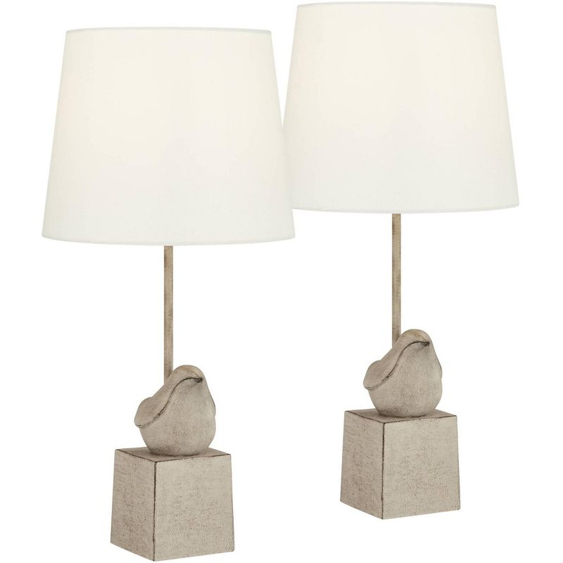 360 Lighting Birdie 19 3/4" High Bird Small Farmhouse Rustic Modern Country Cottage Accent Table Lamps Set of 2 Gray Living Room Bedroom Bedside, 1 of 10