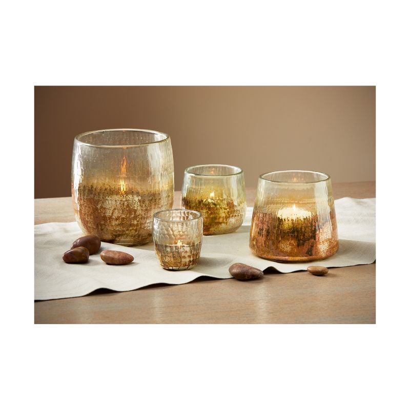 tag Luminous Cut Brown Glass Tealight Candle Holder Small, 2.8L x 2.8W x 3.2H Inches, Decorative Use Only, 2 of 4
