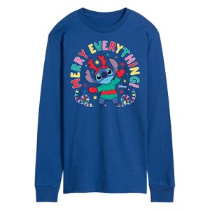 Men's - Lilo and Stitch - Merry Everything Long Sleeve Graphic T-Shirt - 1 of 3
