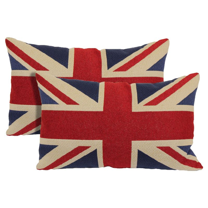 Brentwood 2pk 13&#34;x21&#34; Union Jack Toss Throw Pillow Red, 1 of 2