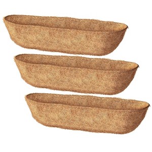 NewHome "3Pcs Coco Liners for Planters, Coconut Coir Window Box, Hanging Basket, Trough & Half Moon Planter" Khaki  30in Trough - 1 of 4
