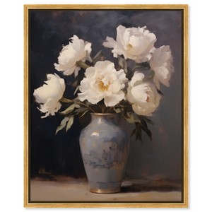 Art Remedy Flowers in Porcelain Vase Classical vintage floral vase wall art Framed - 1 of 4