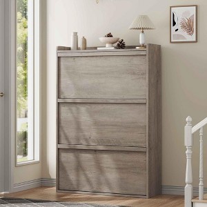 TruAIR Drawer Wooden Shoe Cabinet - Space-Saving Flip-Drawer Organizer for Entryway, Hallway & Living Room - 1 of 4