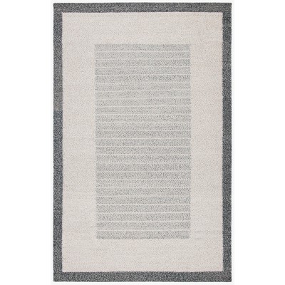 Ivory and Grey Handwoven Wool Kilim Area Rug, 3' x 5'