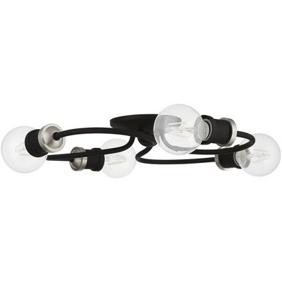Black and Brushed Nickel 4-Light Flush Mount Ceiling Fixture