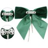 INSPIRE CHIC Women's Velvet Faux Pearl Rhinestone Bow Brooch Tie - 3 of 4