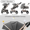 Kinder King Cozi 2 Convertible Baby Stroller, Folding High Landscape Infant Carriage, Adjustable Canopy, Diaper Bag, Anti-Shock - 2 of 4