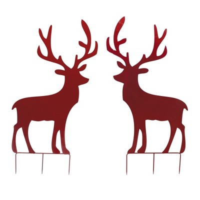 Metal Deer Cut-Out Yard Stakes – Set of 2