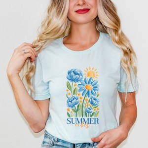 Simply Sage Market Summer Vibes Blue Flowers Short Sleeve Tee - 1 of 4