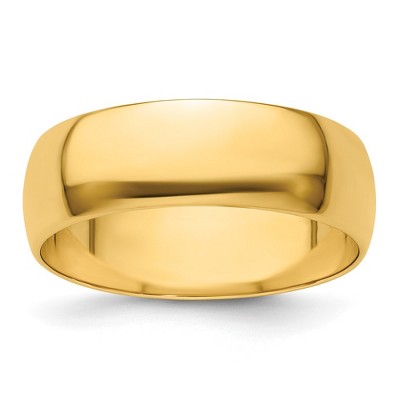 Black Bow Jewelry 7mm or 8mm 14K Yellow Gold Lightweight Half Round Standard Fit Band