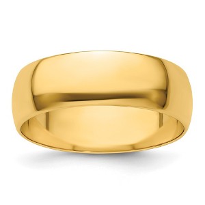 Black Bow Jewelry 7mm or 8mm 14K Yellow Gold Lightweight Half Round Standard Fit Band - 1 of 4