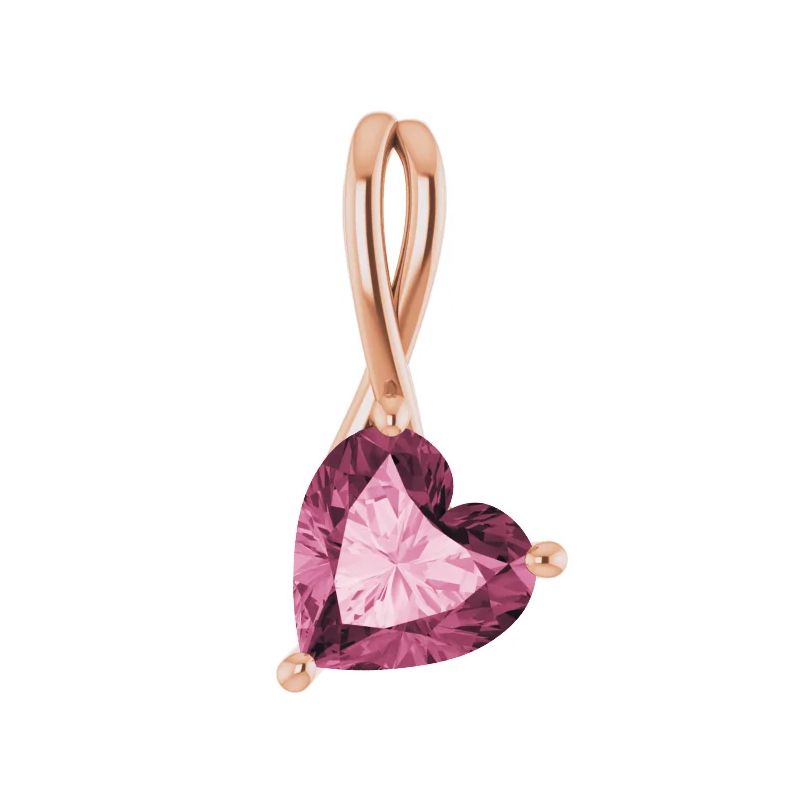 Pompeii3 2ct Pink Topaz Women's Heart Pendant in 14k Gold Necklace 6mm Tall, 1 of 5