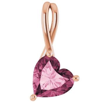 Pompeii3 2ct Pink Topaz Women's Heart Pendant in 14k Gold Necklace 6mm Tall