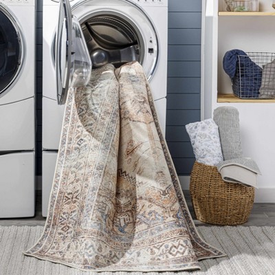 Arncliffe Tan and Light Gray Washable Polyester Runner Rug