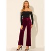 Allegra K Women's Velvet Tie Waist Stretchy Wide Leg Pants with Pockets - 3 of 4