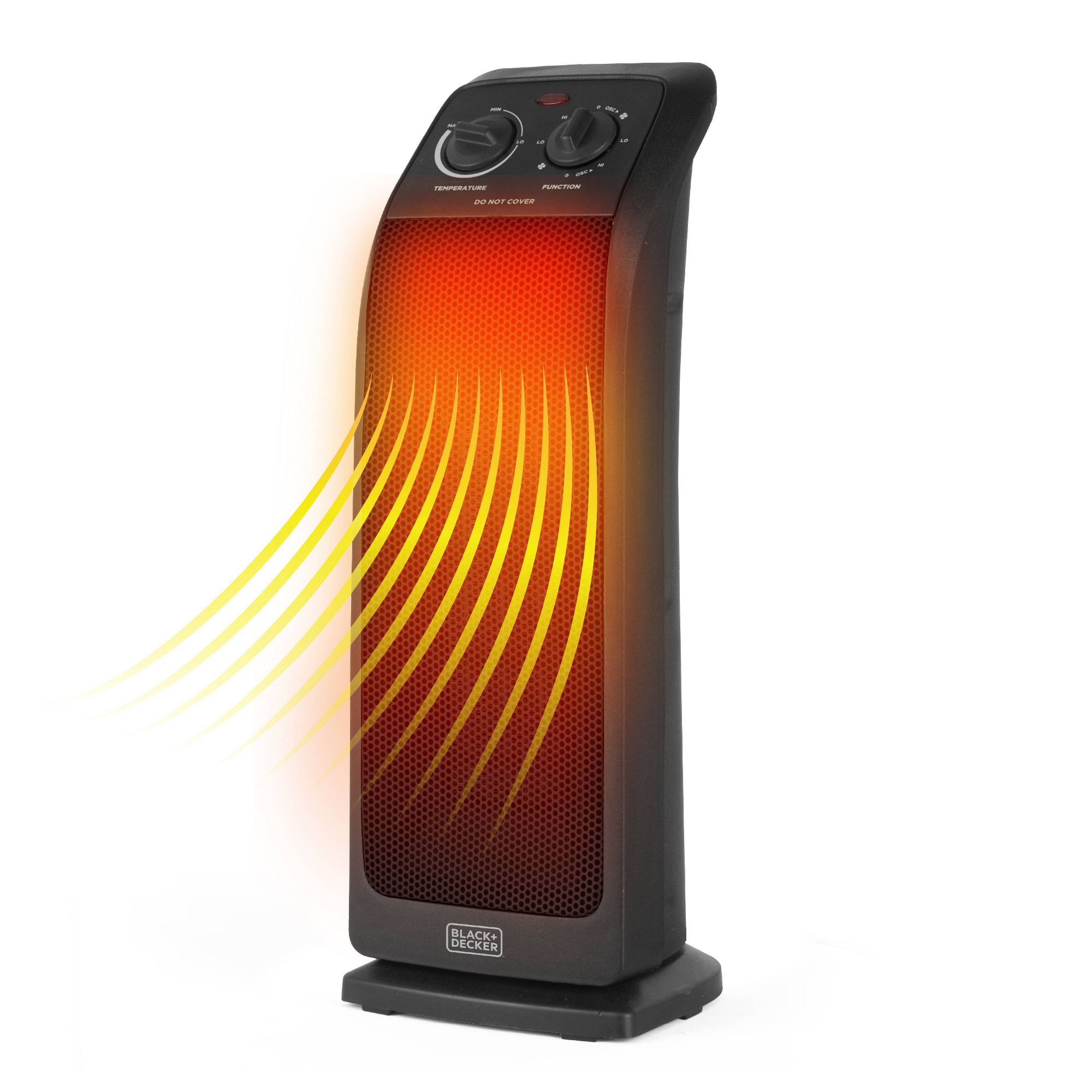 BLACK+DECKER Ceramic Tower Heater: Indoor Electric Space Heater for Bedroom, Oscillating Fan, Adjustable Thermostat, 1500W