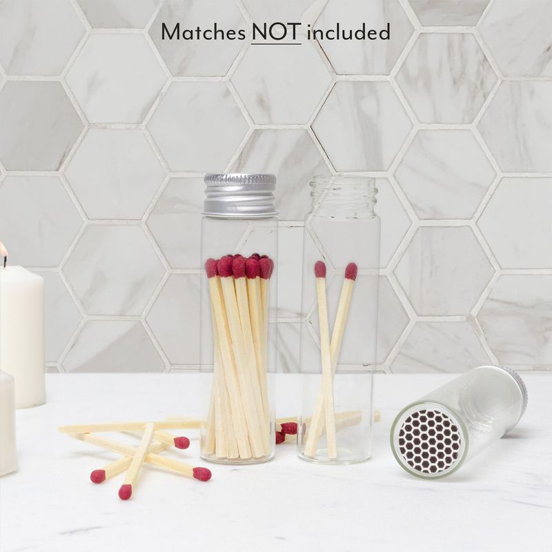 Darware Party Favor Matches Jars, 24pk; Empty Glass Vials w/ Strike Stickers for Wedding Favors and DIY Gifts, 2 of 9