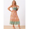 INSPIRE CHIC Women's Summer Spaghetti Strap A-Line Flowy Smocked Midi Boho Floral Sundresses 2 Packs - 4 of 4