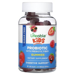 Lifeable Kids Probiotic with Probiotic Fiber Gummies, Sugar Free, Berry, 2.5 Billion CFU, 60 Gummies - 1 of 4