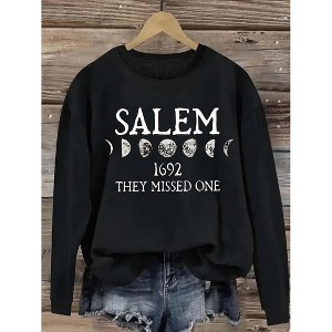 Coolmee Womens Plus Size Sweatshirts Casual Long Sleeve Round Neck Printed Shirts Winter Tops for Leggings - 1 of 3