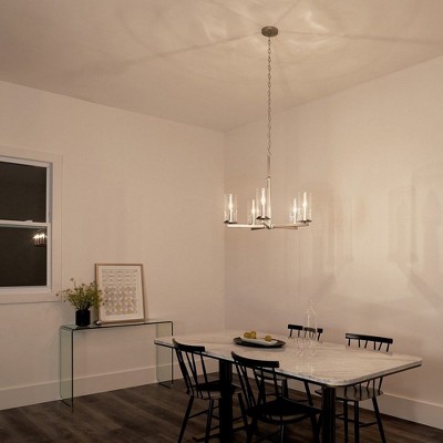Transitional Crosby 5-Light Chandelier in Brushed Nickel with Clear Glass Shades