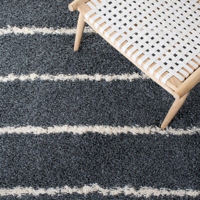 Plush Gray and Ivory 8' x 10' Synthetic Shag Area Rug