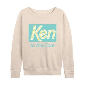 Women's - Barbie - Ken to the Core Lightweight French Terry Wide Neck Long Sleeve Shirt - 1 of 4