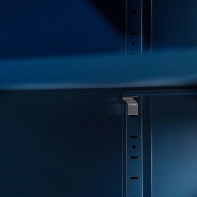 Dark Blue Metal 1-Door Nightstand with Adjustable Shelf