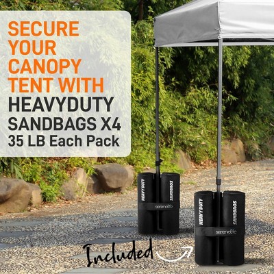 White 10x15 ft Steel Pop-Up Canopy Tent with Sand Bags