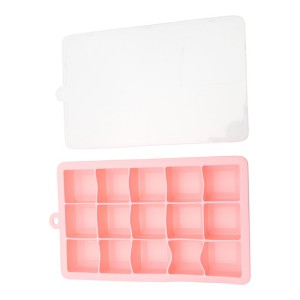 Unique Bargains 15-Cavity Small Square Ice Tray with Lid Hand Wash Only Silicone 7.87"x4.72"x1.30" 1 Pc - 1 of 3